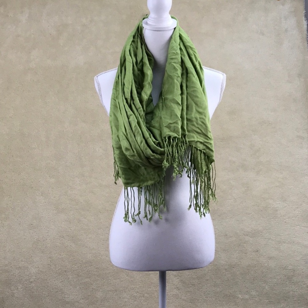 TICKLED PINK Large Green Crinkled Maxi Scarf